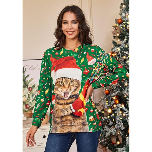 Unisex Christmas 3D Print Sweater Crew Neck Pullover Festive Humor - Picture 3 of 7